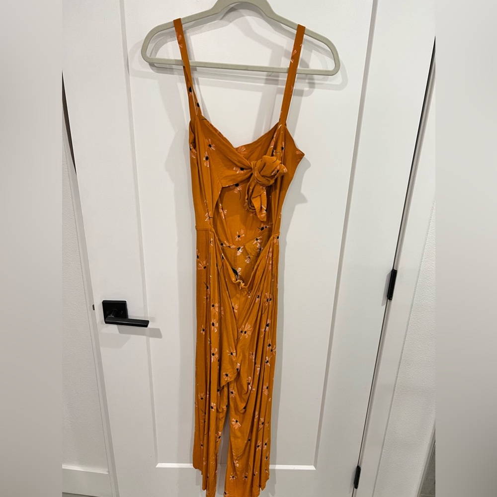 Anthropologie Mustard Yellow Floral Jumsuit - Picture 4 of 6